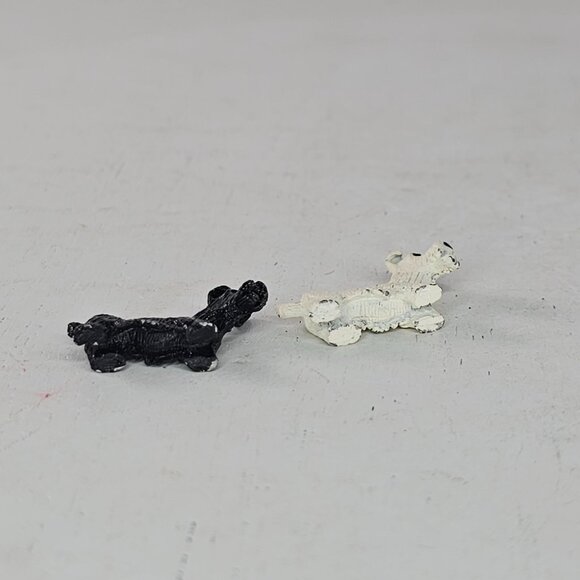 Miniature Scottie Dog Figurines Set Black & White Metal Tiny Scottish Terrier - Picture 6 of 8